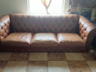 Brown leather couch $