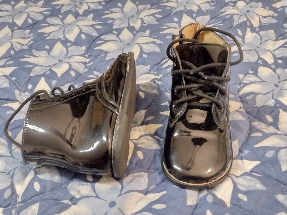 Tiny Toes Size 6 Toddler Black Patent Leather High Top  Boots