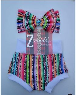 3T velvet serape bummie and headwrap set