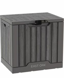EAST OAK 31 Gallon Outdoor Indoor Storage Deck Box Waterproof Resin Bin Grey NEW