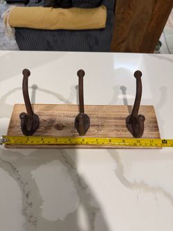 Rustic Wood Wall Hook Rack with 3 Hooks