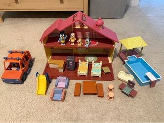 Bluey Mega House playset with Car, Pool, & BBQ