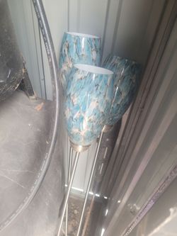 Teal Mosaic Glass Floor Lamp Set