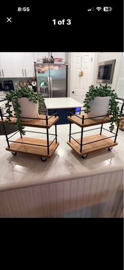 2 mini coffee bar carts with wheels