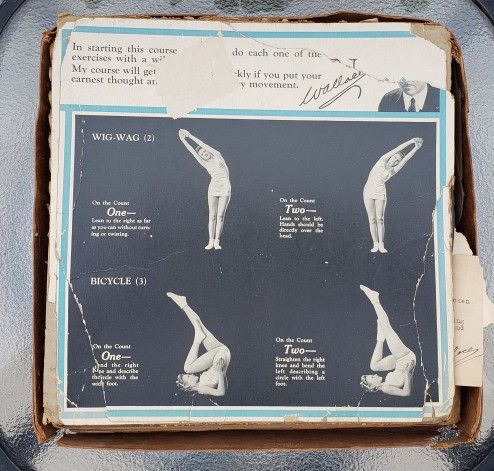 Vintage Antique Wallace Physical Exercise Record Set Albums 1948 Bodybuilder