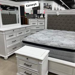 Kanwyn Whitewash Upholstered Storage Panel Bedroom Set
