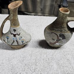 vintage Egyptian pottery vases