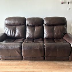 Leather Couch 3 Seat Recliner 