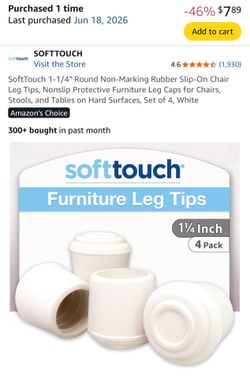 SoftTouch 1-1/4" Round Rubber Slip-On Furniture Leg Tips, Set of 4