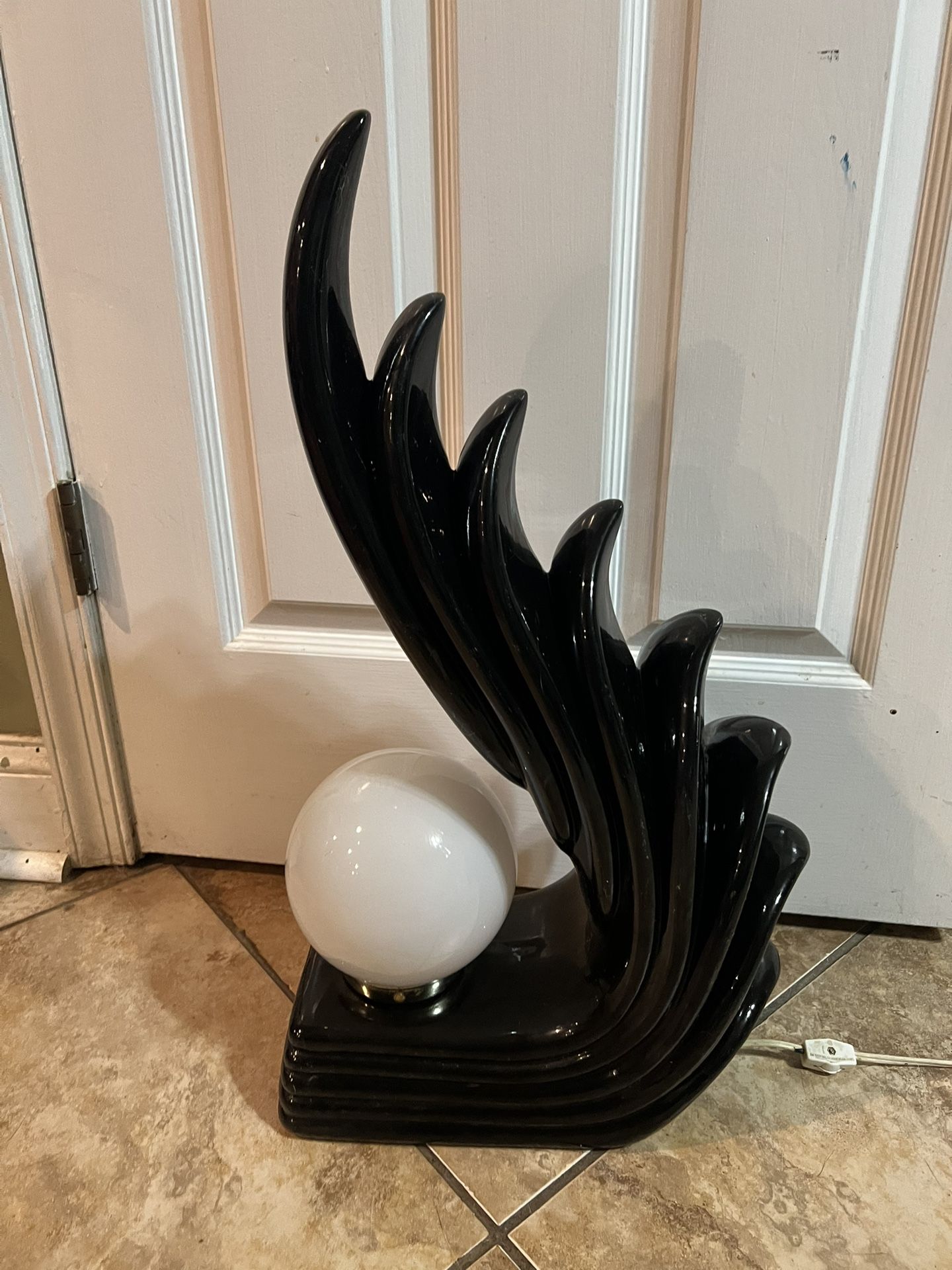 Vintage 80s art deco mid century modern Black Table Lamp