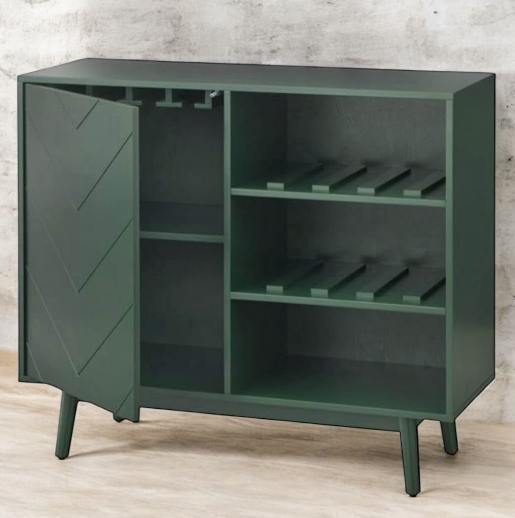 New Mid Century Modern Green Wine Storage Buffet Server 