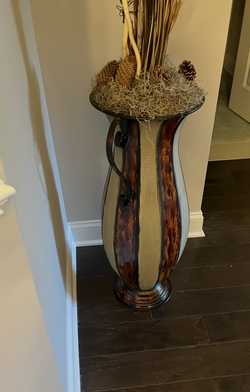 Tall Rustic Metal Floor Vase Decorative Urn Brown Orange Tortoiseshell
