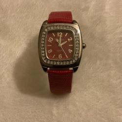 Genevex Quartz Watch With Pink Leather Band