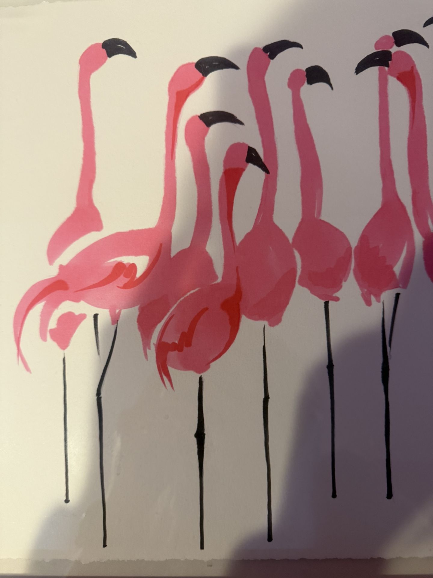 Framed Minimalistic Flamingo Painting