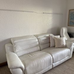White Leather - Double Recline W Charging Port 
