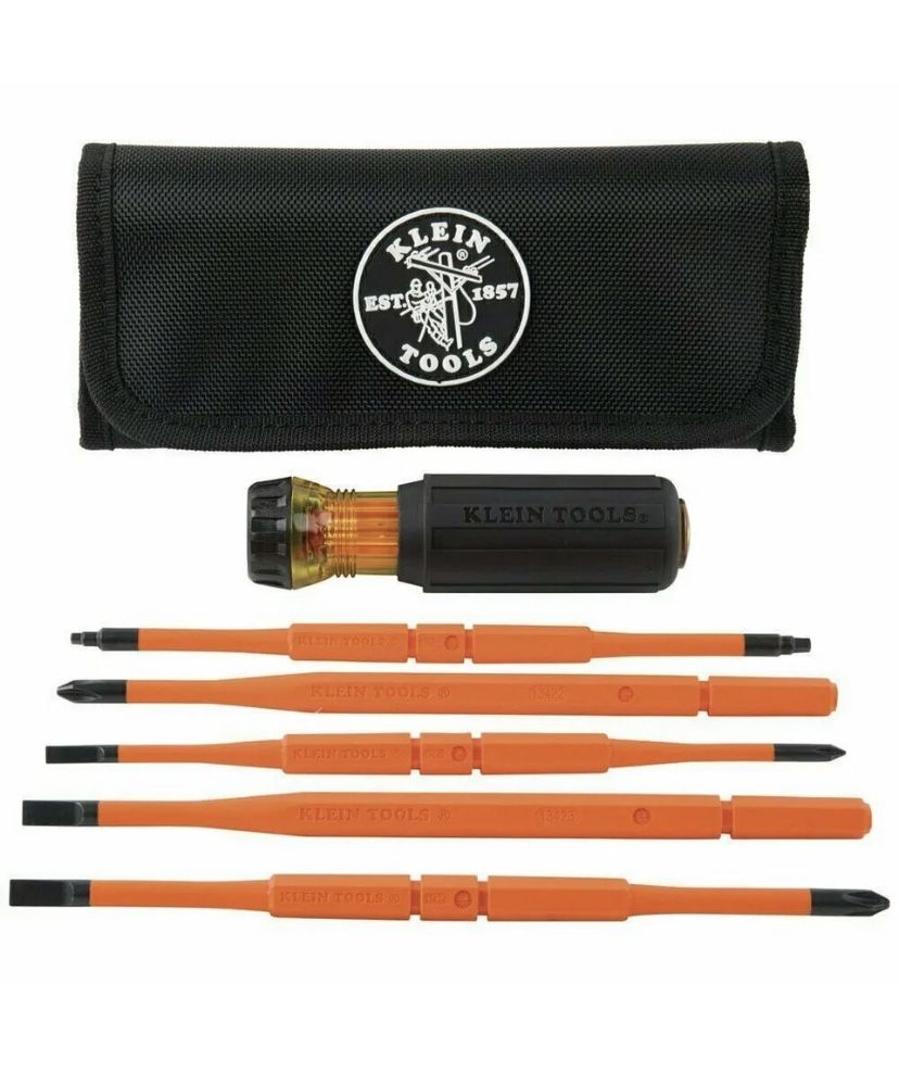 Klein Tools 32288 8-in-1 Insulated Interchangeable Screwdriver Set with Pouch