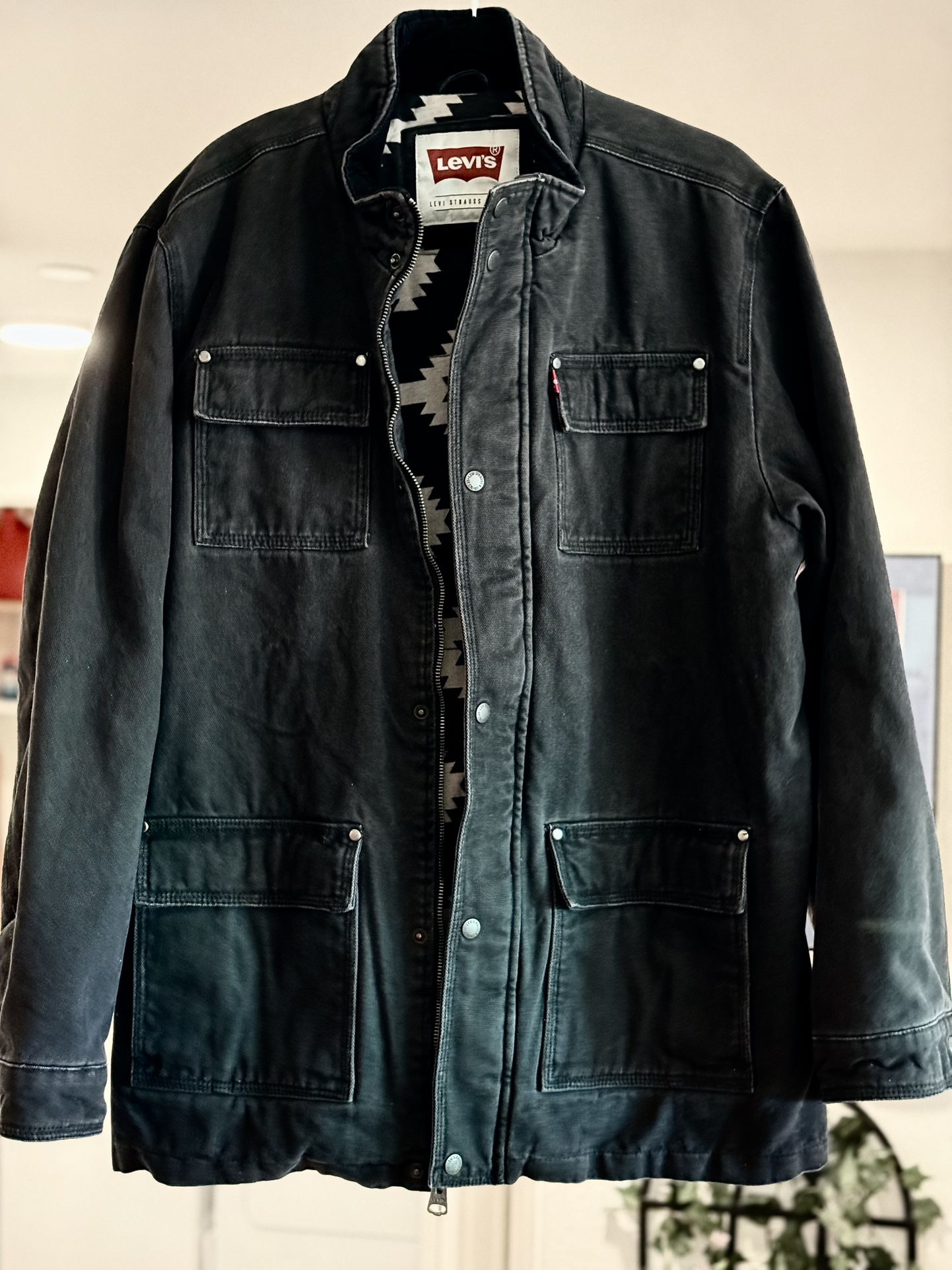 Levi’s Charcoal Distressed Field Coat With Lining XL