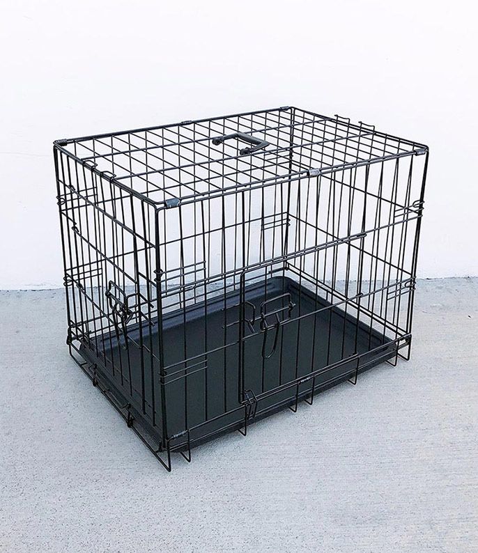 BRAND NEW $30 Double Door 24” Dog Crate Cage Folding Metal Kennel, Plastic Tray 24x17x19 Inches 