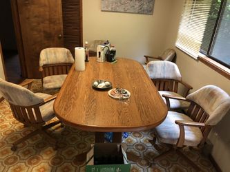 Hardwood Dinning table with six arm chair