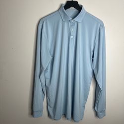 Holderness & Bourne The Farrell Polo Shirt Mens Large Skye Blue Golf Long Sleeve