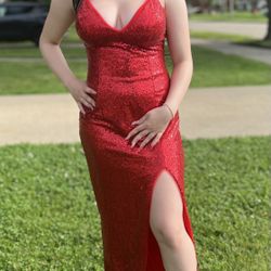 Sequence Red Dress With split