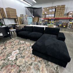 Corduroy Black Sectional 