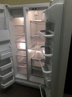 Super clean kitchen aid side by side with warranty virgils preowned appliances