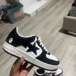 Black And White Bapesta Size 8.5