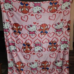 Sanrio Hello Kitty Spiderman Blanket Throw Size 54"x64" Brand New