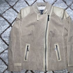 Queen Collection Suede Leather Womens Moto Zip Jacket Medium 