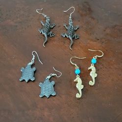 Turtles,  Seahorse & Lizards Earrings 