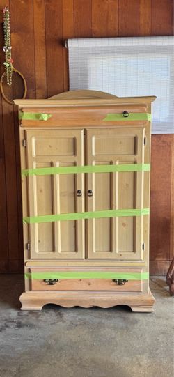 Rustic solid wood, armoire or wardrobe closet