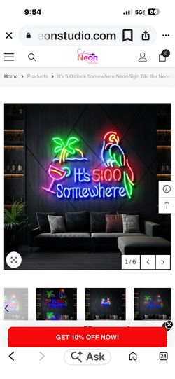 It's 5 O'clock Somewhere Neon Sign — Tiki Bar Glow for Any Space