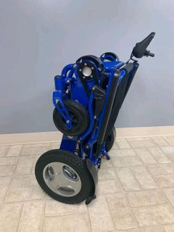 Folding Electric Power Wheelchair – Blue – Portable