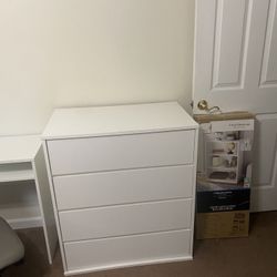 Bedroom Set Includes 4 Drawer Dresser, Bookshelf, Desk And Office Chair