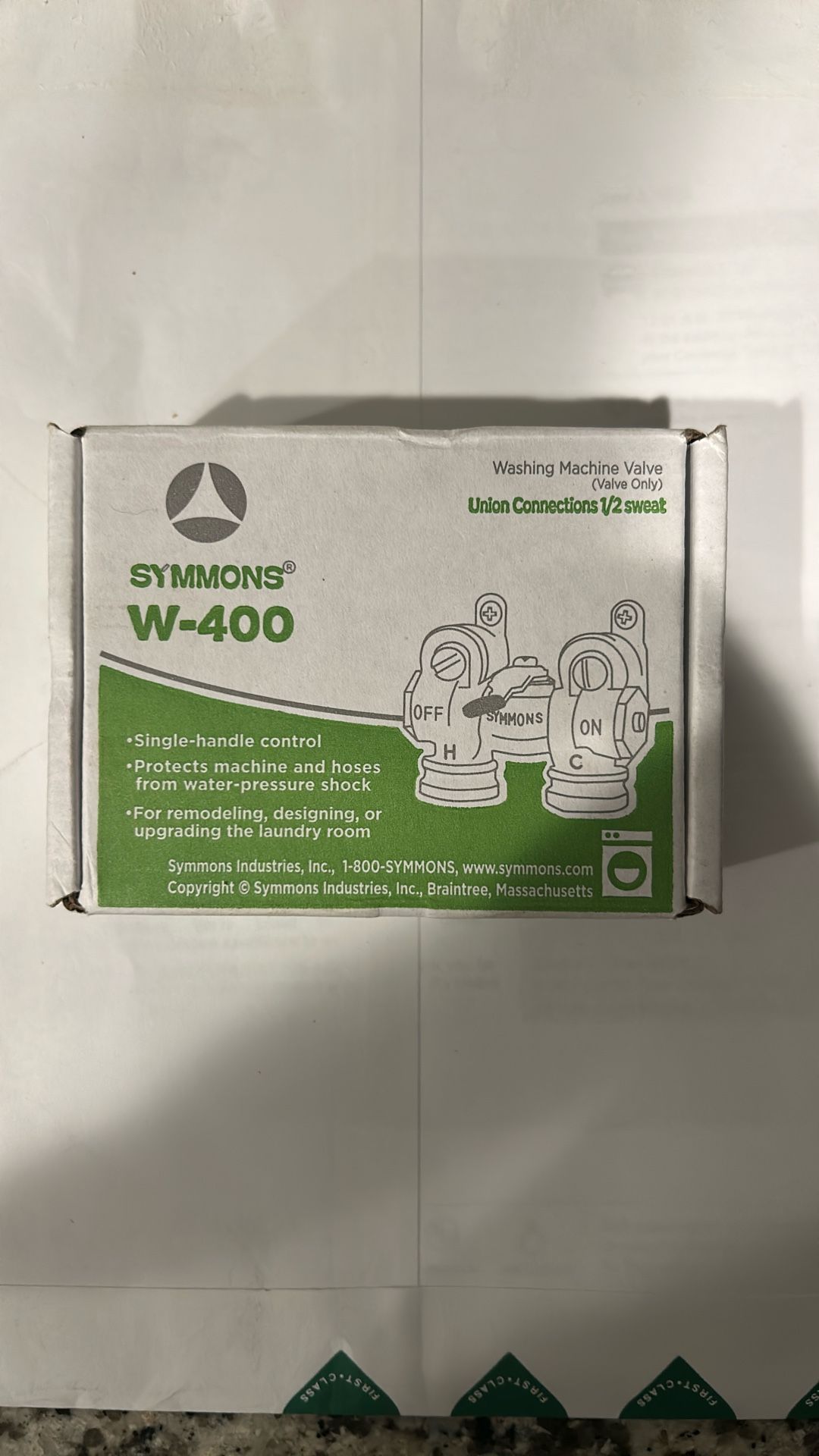 Symmons Washing Machine Valve W-400 Brand New