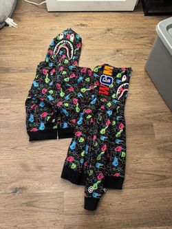 Shark Bape Neon Zip Up hoodie