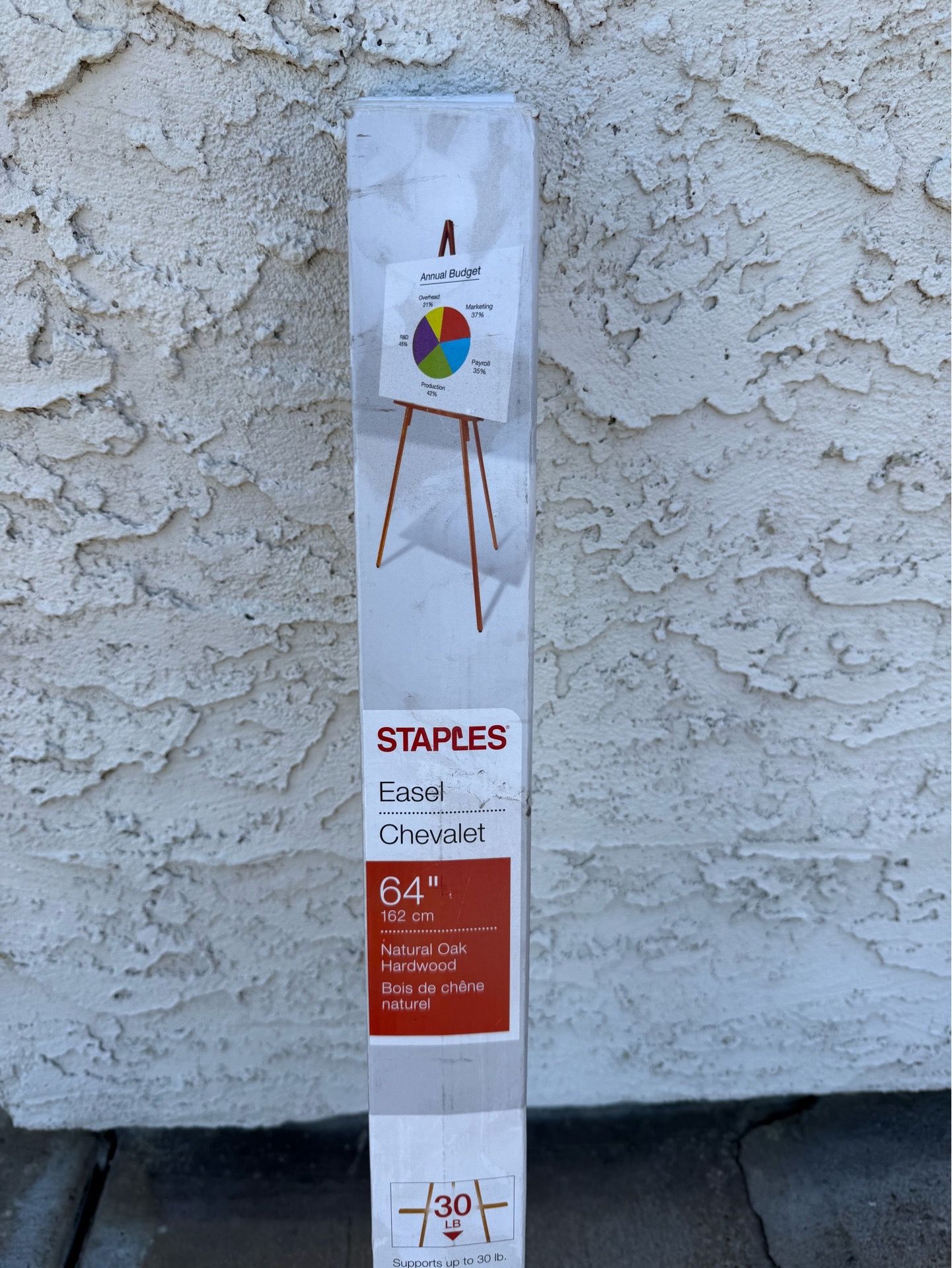 Staples brand 64” natural oak wood easel