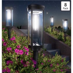 Bright Solar Pathway Lights Outdoor, 8 Pack