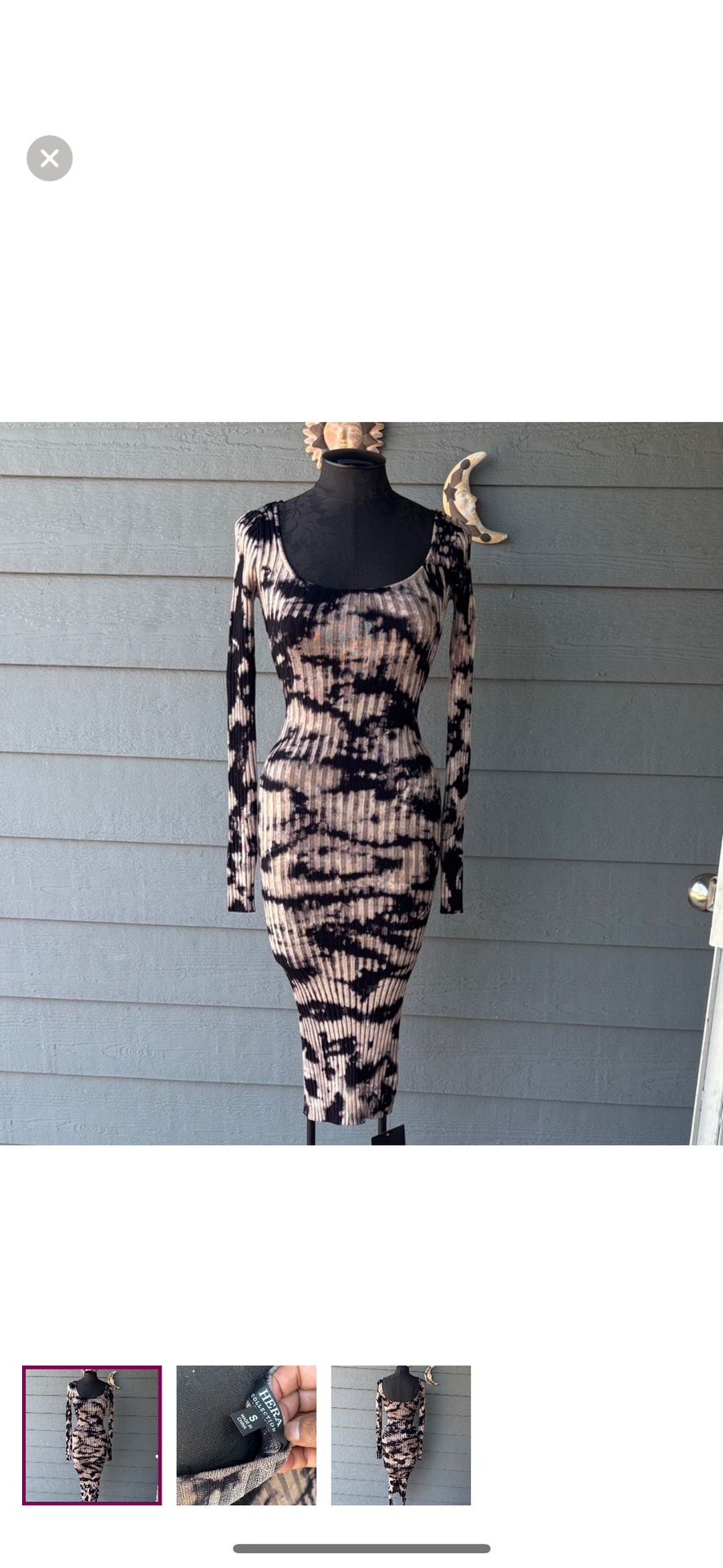 Hera Collection Black and Cream Long Sleeve Dress