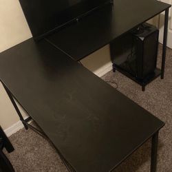 L-Shape Gaming Desk – Large Black Corner Computer Desk