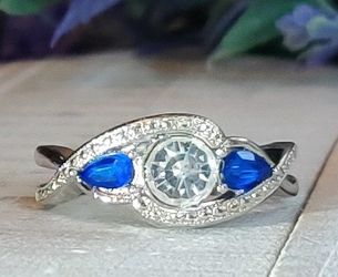 (Local) Sapphire Sterling Silver Plated Ring