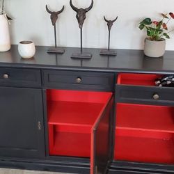 Black Italian Dresser Hutch Side table Crudenza Buffet Entertainment Center TV Stand