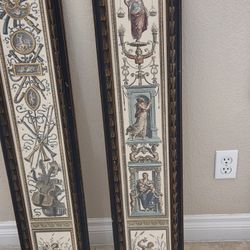 2 Antique Art Panels Framed Raffael - Raffaello Inv Volpato Scul. Ediz P.V. Hand Colored Etching Italian