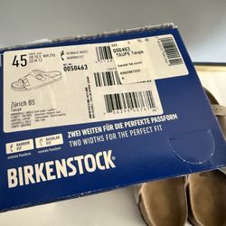 EU45 Birkenstock Zurich Taupe Narrow Fit Brand New