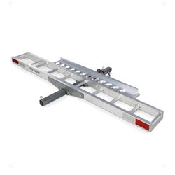 Black Widow Motorcycle Hitch Carrier with Loading Ramp Lightweight Aluminum 400 lb. Capacity Anti-Rattle Included Fits 2" Receiver 
