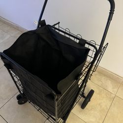 Goplus Jumbo Folding Shopping Cart with Rolling Swivel Wheels