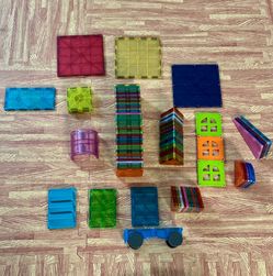 100-Piece Magnetic Tiles Building Set w/ Car, Windows & Specialty Pieces