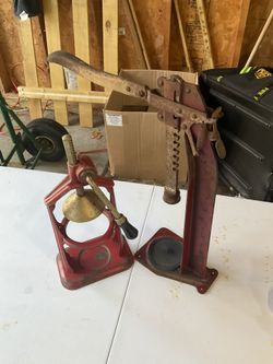 Antique Canning Equipment In Dark Red