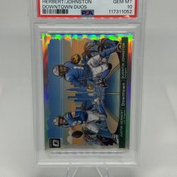 2024 Donruss Optic Justin Herbert Quentin Johnston Dual Downtown PSA 10 